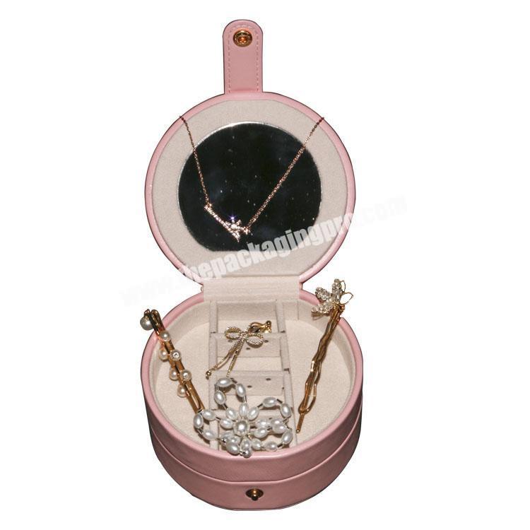 Small Jewelry box custom round  gift box jewelry leather custom logo printed jewelry boxes