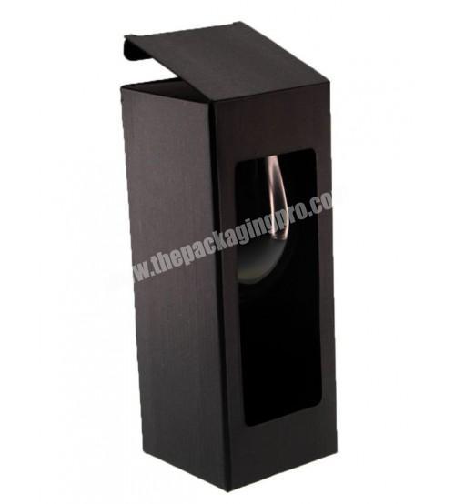 custom logo black paper stainless silicone single champagne wine glass crystal cup gift packaging boxes with window