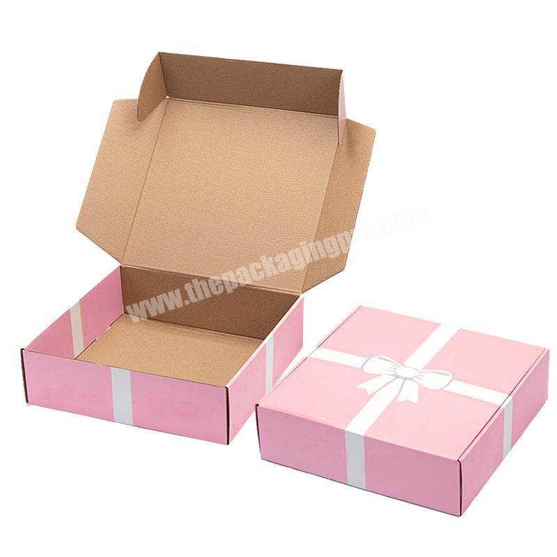 custom logo printed cosmetic shipping Ecommerce postal foldable cardboard pink corrugated paper box packaging for clothing under