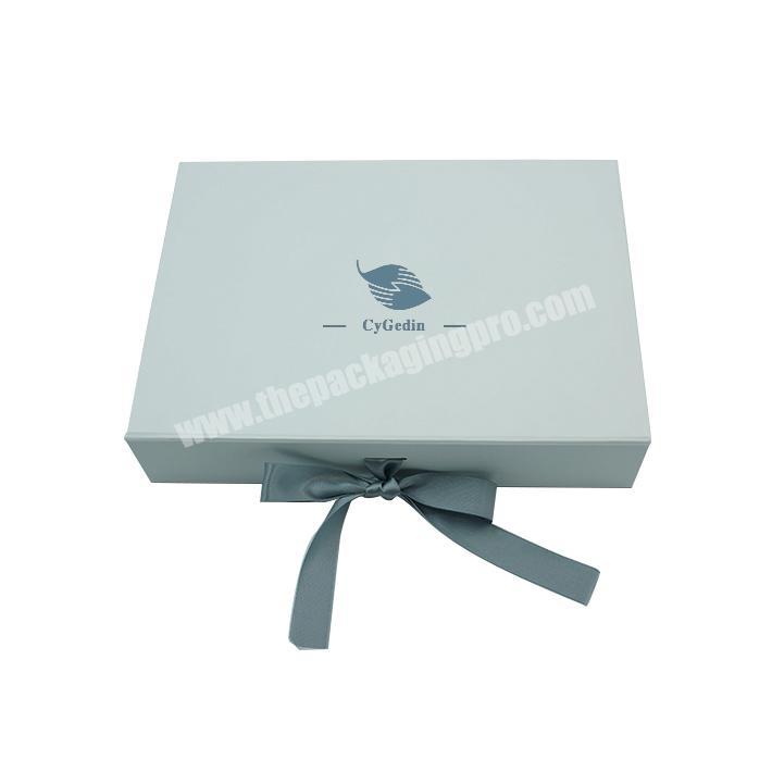 custom logo size color printed hard rigid cardboard paper box packaging gift foldable paper box with ribbon