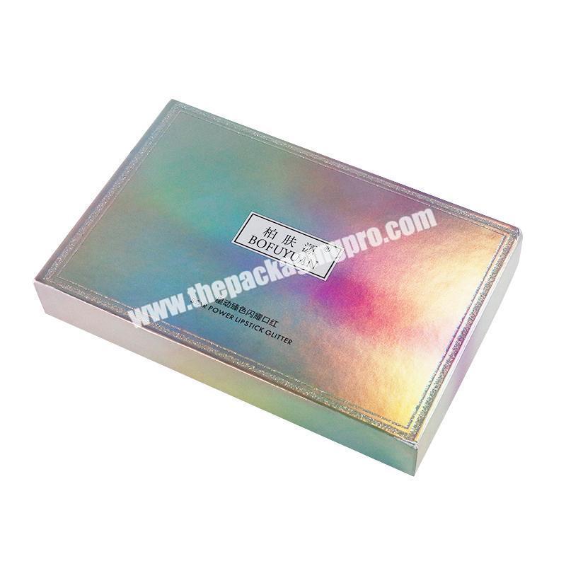 custom luxury hologram cardboard beauty set packaging paper box