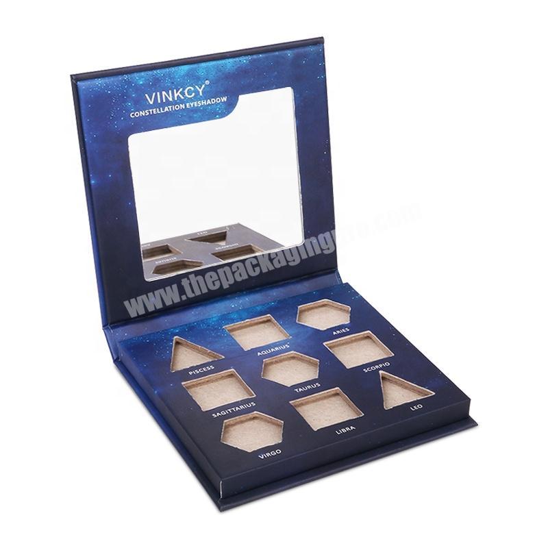 custom magnetic empty private label eyeshadow palette packaging box with mirror