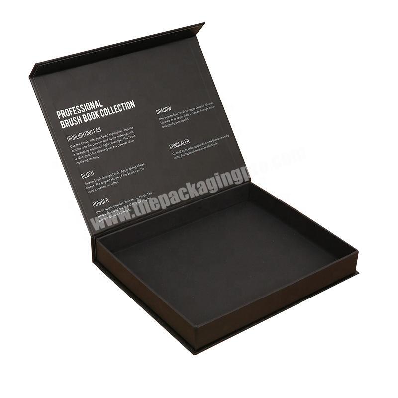 custom matte black cardboard makeup beauty tool brush set packaging gift box with magnetic lid