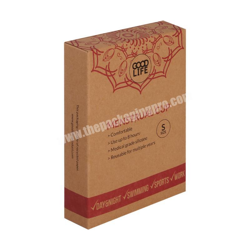 custom printing eco friendly recycle kraft paper menstrual cup packaging paper box with barcode