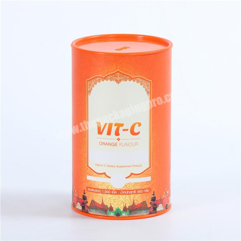 custom printing metallic lid paper round box vitamin supplement packaging
