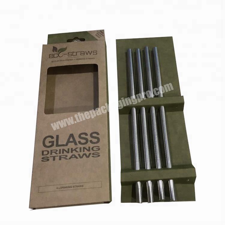 custom printing recycle brown paper boxes for 188 food grade stainless steel straws