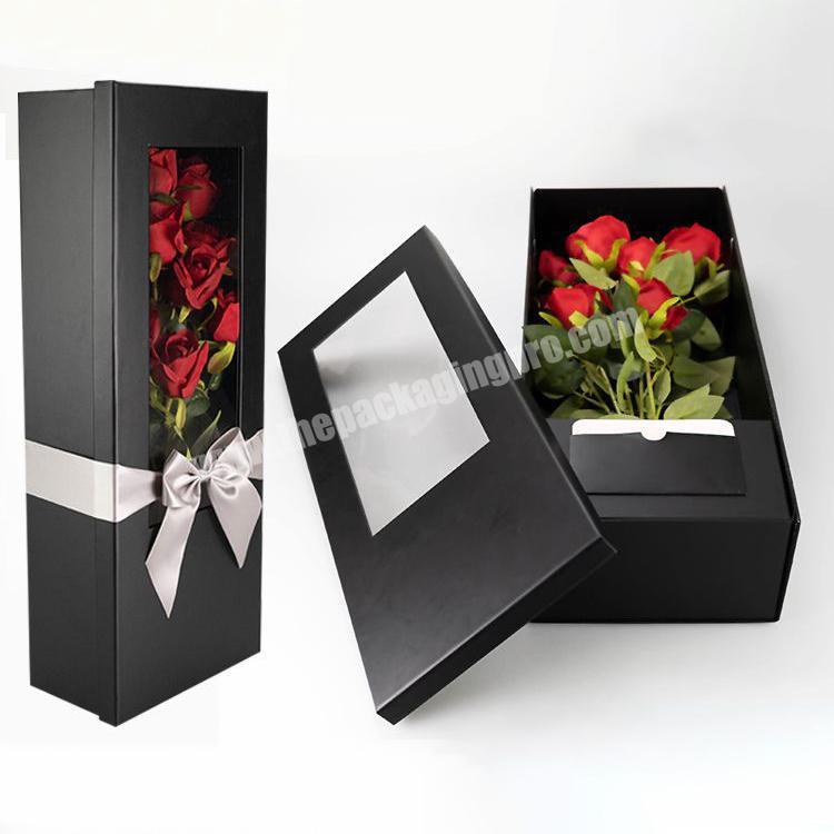 custom rectangular i love you flower box rose packaging unique foldable flower bouquet valentines gift box with logo