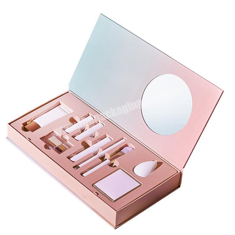 customised printing Cardboard magnetic box packaging cosmetic set skincare makeup tools paper boxes for gift sets