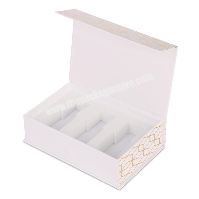die cut EVA insert perfume bottle packaging book shape white paper cosmetic bottles packaging cardboard collection box
