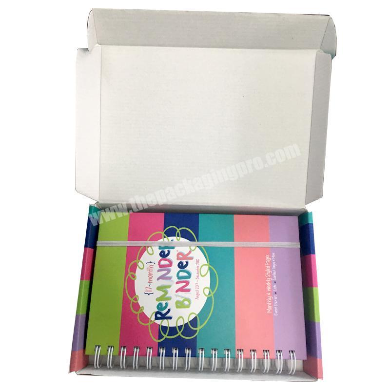 full color mailer packaging box custom cardboard corrugated shipping boxes to package and ship planner notebook