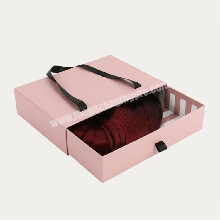 high quality rigid drawer weave hair extension box packaging custom logo