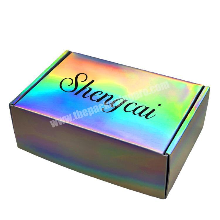 holographic material apparel lingerie packaging mailer postal shipping box with custom logo print