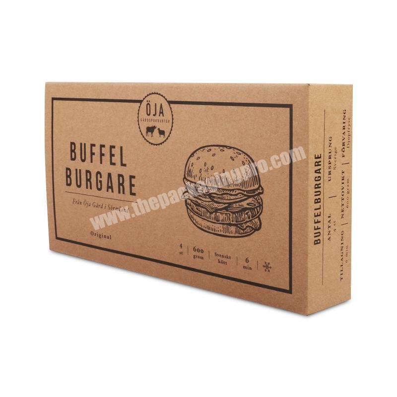 hot sale custom made black color printing eco-friendly brown kraft paper boxes for burger