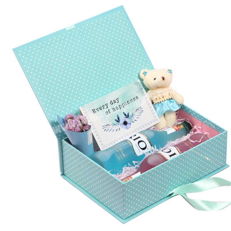 luxury custom logo magnetic photo glitter cosmetic clothing girls gift box journal with gift box