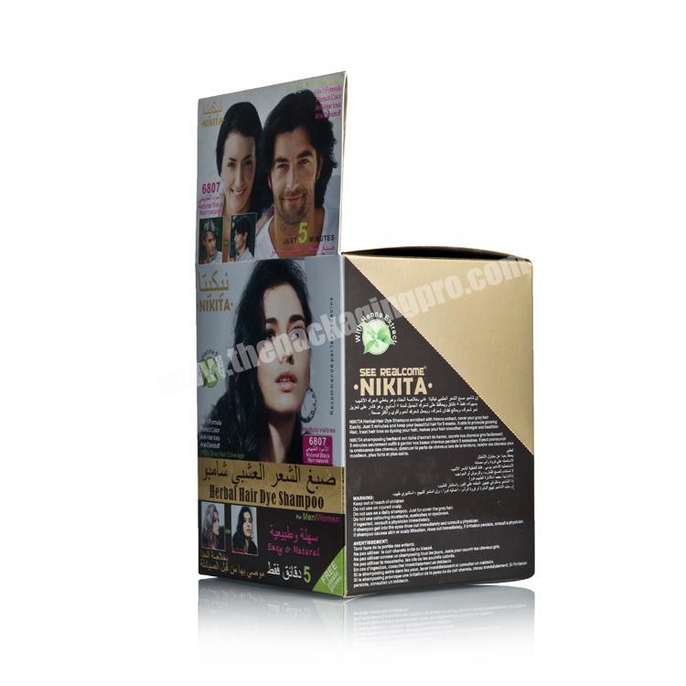 luxury gold paper tear lines display box colorful printing hair lash shampoo box packaging