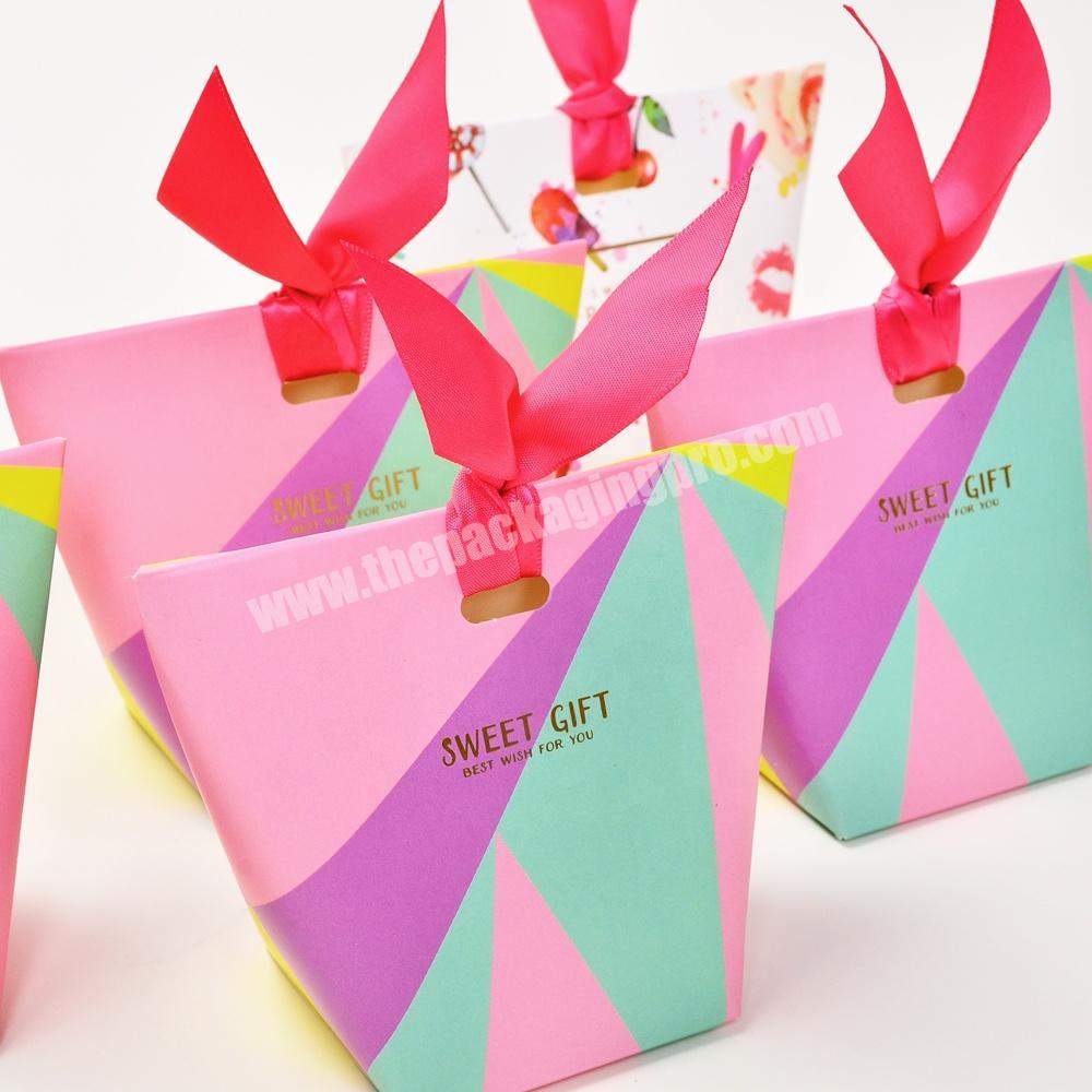 new style bag shape fancy printing paper favour boxes for weddings candy gift