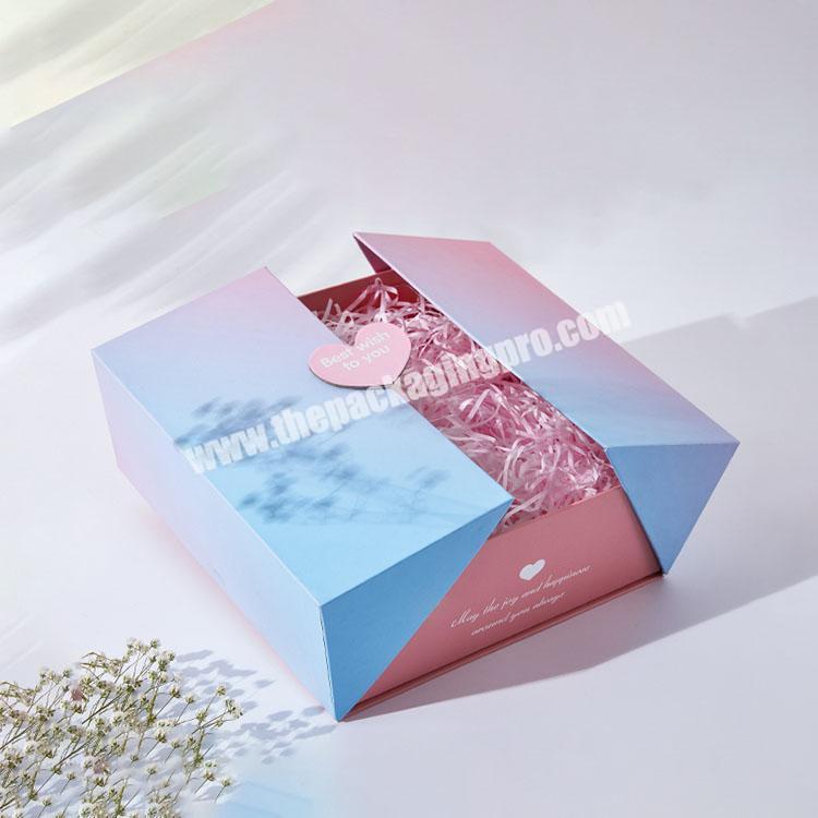 paper box Customize Rigid Flat Luxury Magnetic Folding Storage Paper Gift Box With Ribbon