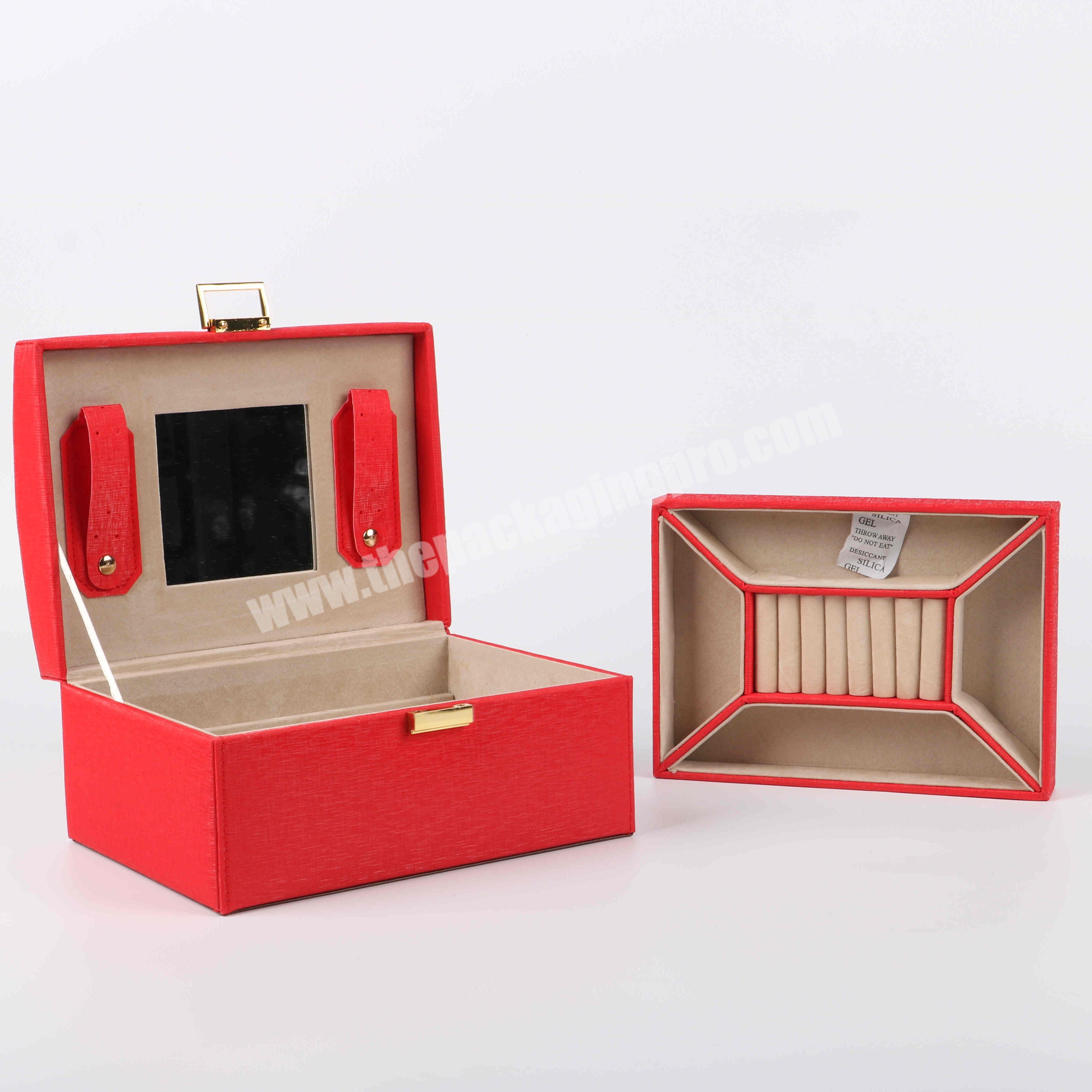 paper box gift boxFactory Wholesale Jewelry Velvet Organizer Vintage Ring Necklace Case Red Jewellery Storage Box