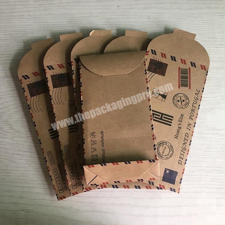 printed brown kraft paper envelop custom sock packaging box