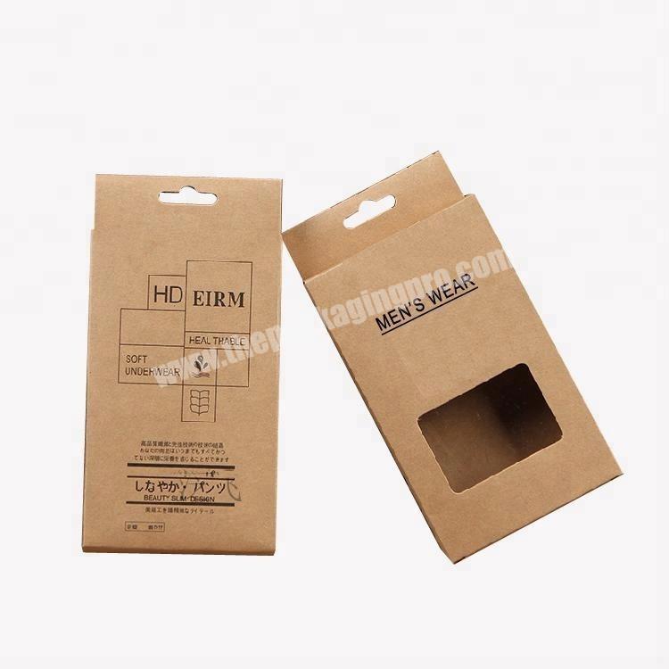 recycle hanging small brown paper box for socks packaging