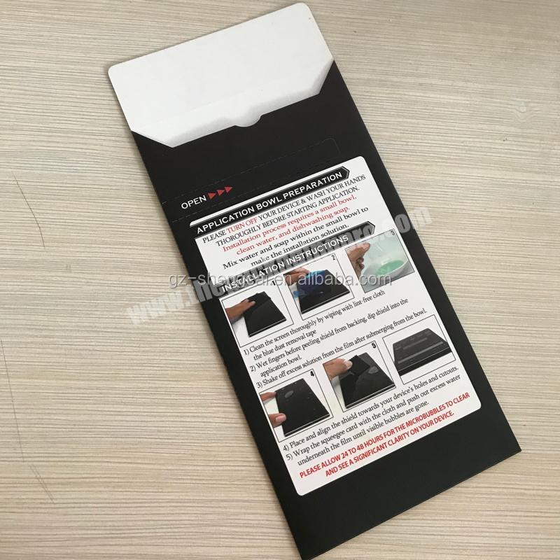 retail packaging for tempered glass screen protector with adhesive tape