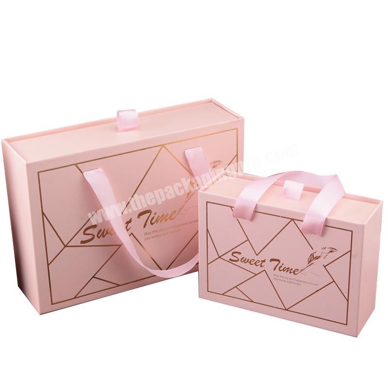 ribbon handles custom pull out newborn clothes socks packing wedding candy chocolate gift packaging box