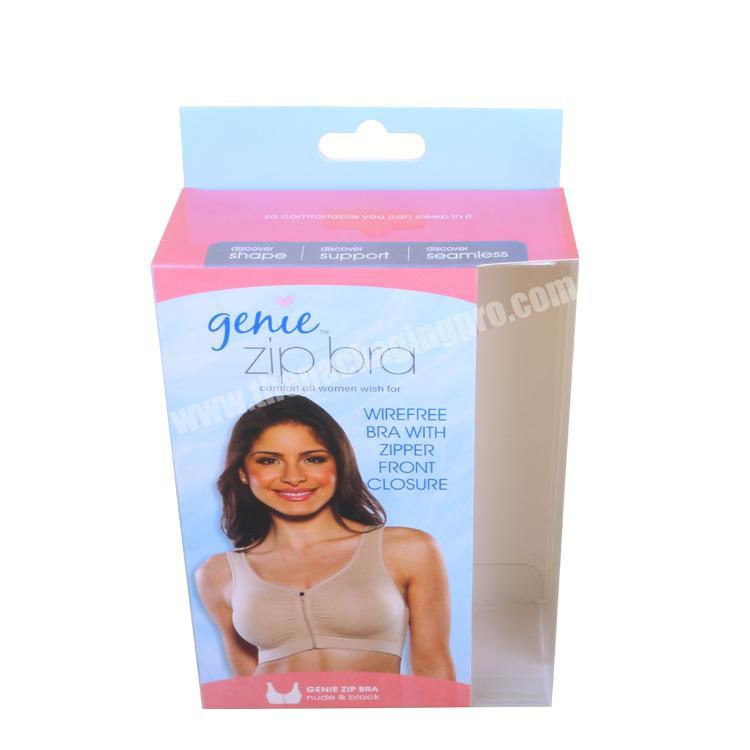 suspensible paper box hanging plastic window lingerie packaging paper box for bra