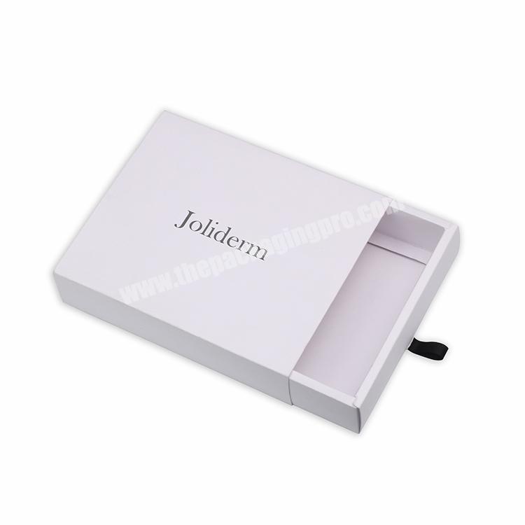 white kraft luxury drawer shaped customized printing cardboard folding gift box with ribbon