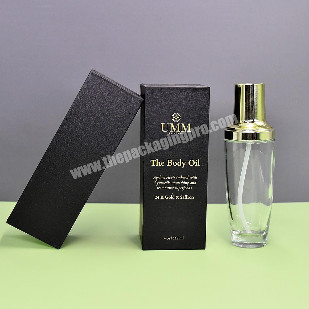 wholesale Luxury custom printed logo design black cardboard paper biodegradable packaging box for cosmetic bottle