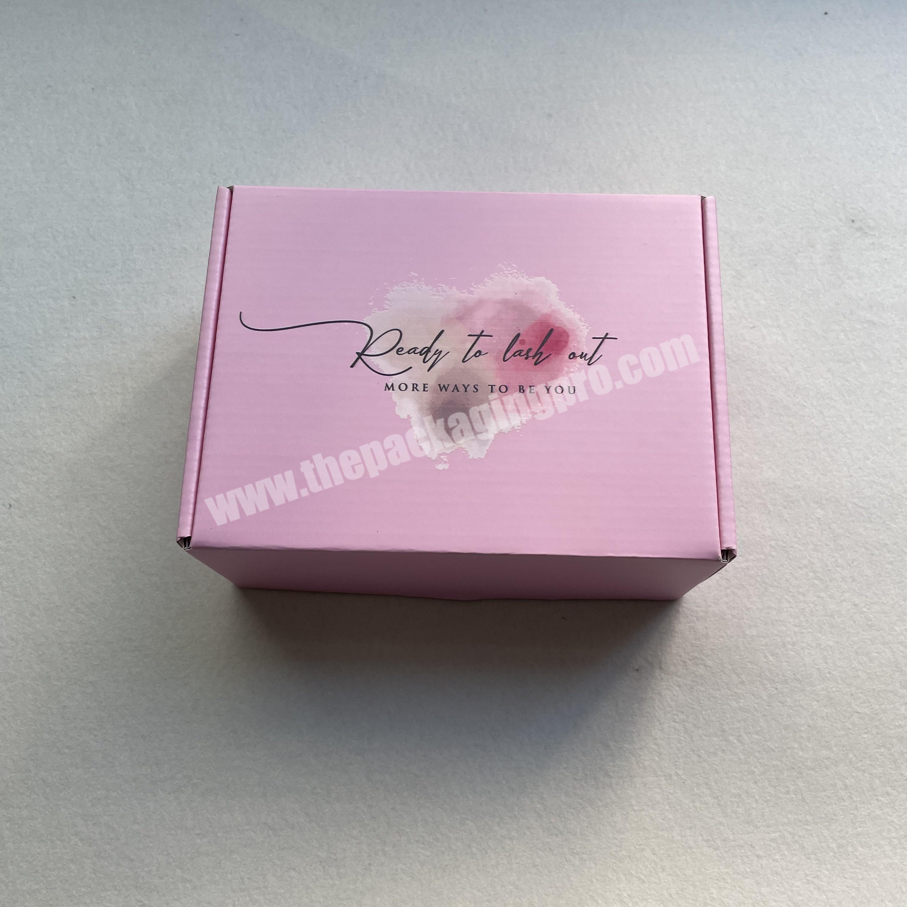 wholesale low MOQ Custom Printed Blank Packaging Box Plain Flute Corrugated Cardboard With Pink Shipping Box Paper Box