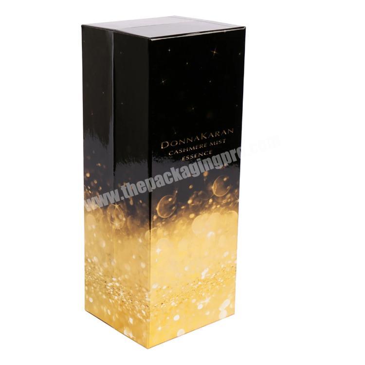 2 piece gold foil stamping custom logo perfume box luxury packaging with Plastic blister insert