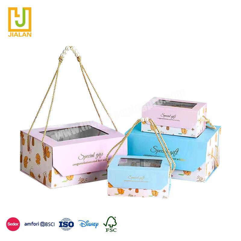 New Design Clamshell display box design with opening window reasonable price baby gift packaging box