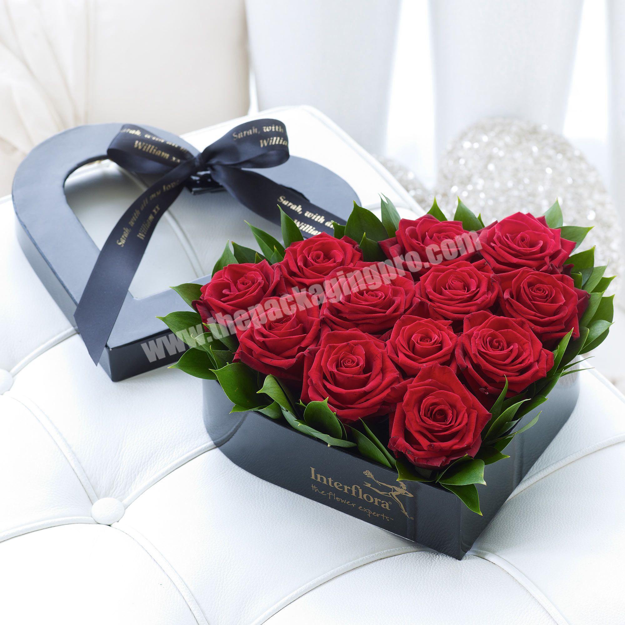 2020 factory luxury custom rose flower box packaging custom logo printing design heart flower box set gift box