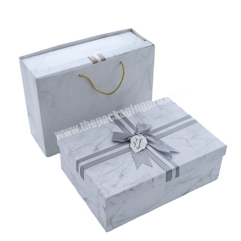 New Design Cardboard Wedding Candy Box With Lid Marble Luxury Gift Box Custom White Beauty Box