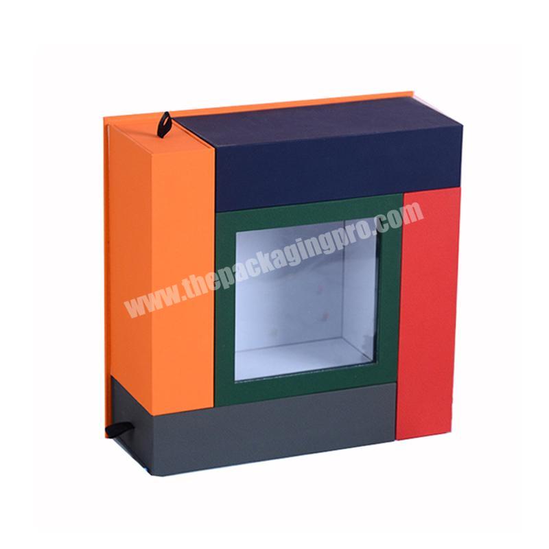New Design Clothes Cosmetic Pack Boxes Lid And Base Packaging Boxes Premium Packaging Custom Logo Jewelry Orange Box