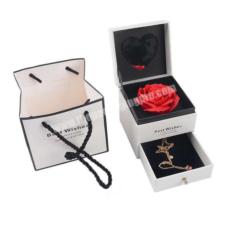 New Style Luxury Drawer Gift Box Flower Packaging Custom Necklace Box with Logo