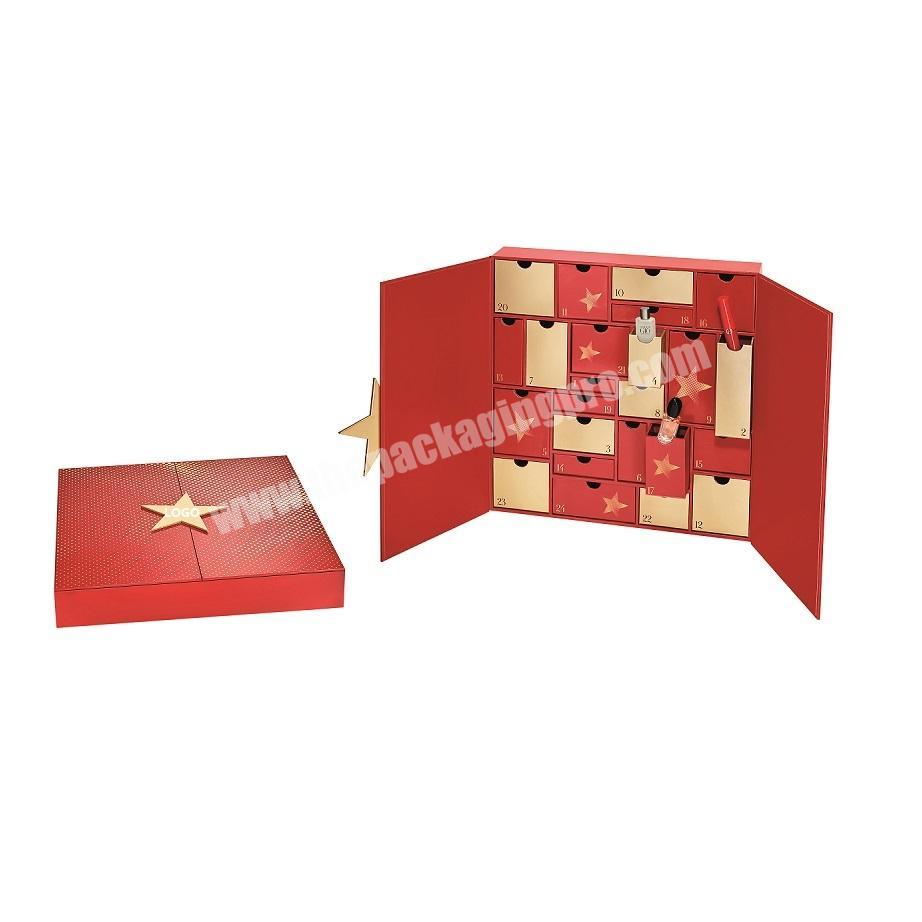 hot sale calendar gift box advent calendar cosmetics packaging display box for Christmas gift set