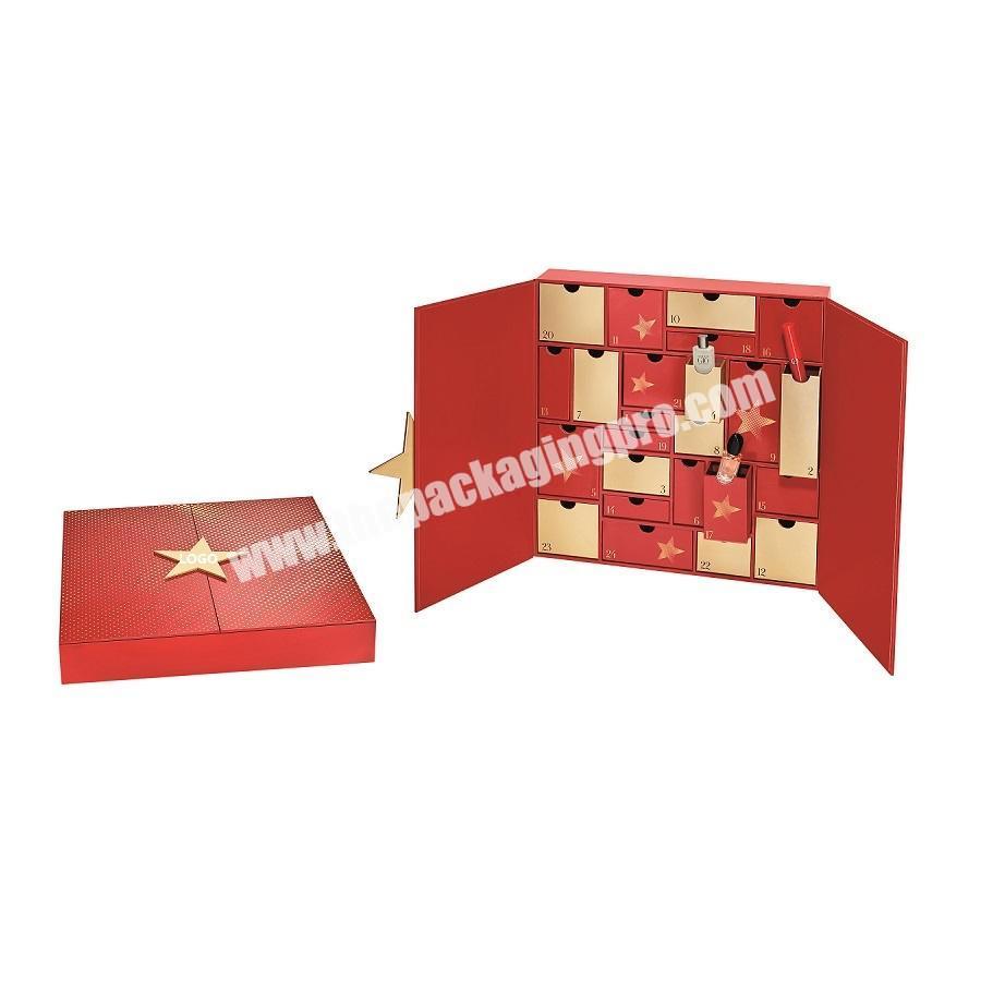 hot sale calendar gift box advent calendar cosmetics packaging display box for Christmas gift set