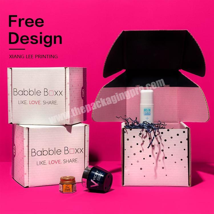 2022 Eco Custom Logo Gift Packaging Mailer Box Corrugated Pink Shipping Cardboard Box For Gift CosmeticApparel Packaging