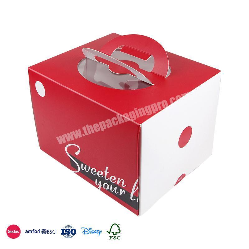 2022 Hot Sale Custom Red and white square heightened design can be customized simple logo tall cake boxes