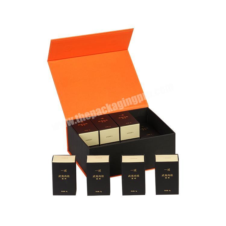 2022 Luxurious Gift Boxes  High Quality Folding Magnetic Lid Gift Boxes Orange Magnetic Closure Gift Boxes