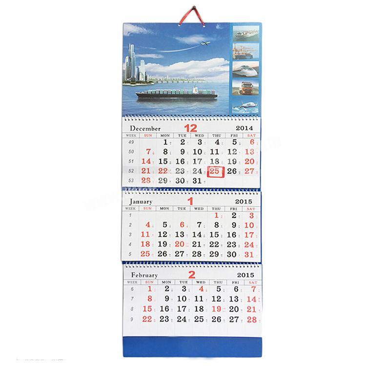 2022 New Custom Printed Three Fold Wall Calendar In Wire Binding