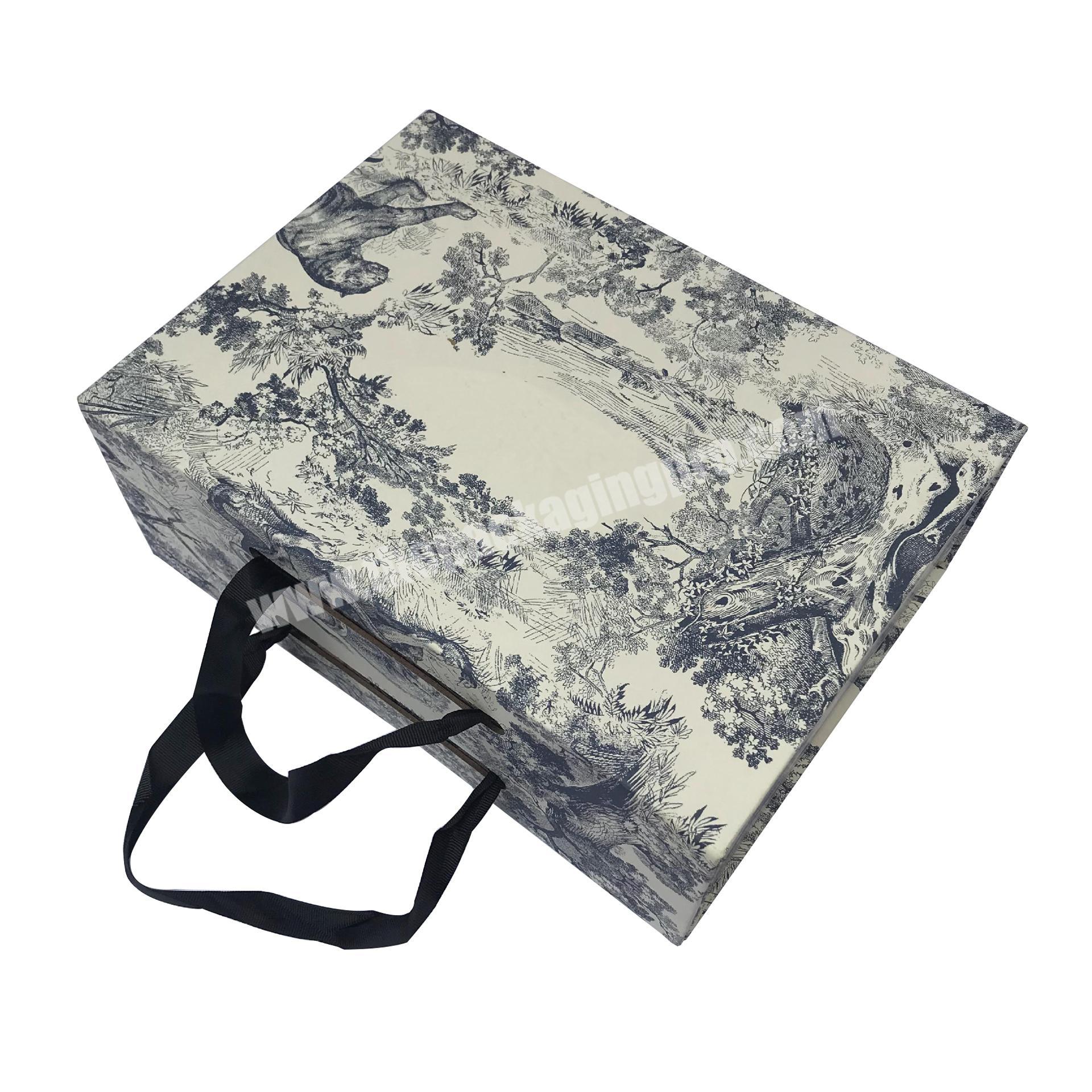 2022 New Household Custom Printed Bed Sheet Packaging Hardboard Box With Handle Clothing Box