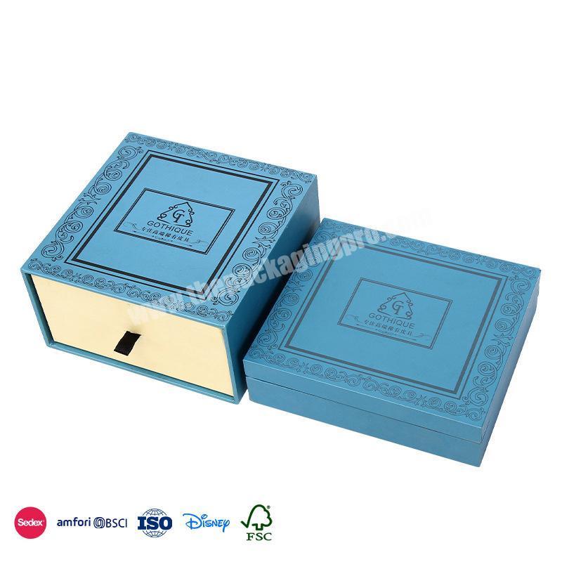 2022 Trending Products Custom Lake Blue Primer Black Line Modified Drawer Type cosmetic perfume paper box