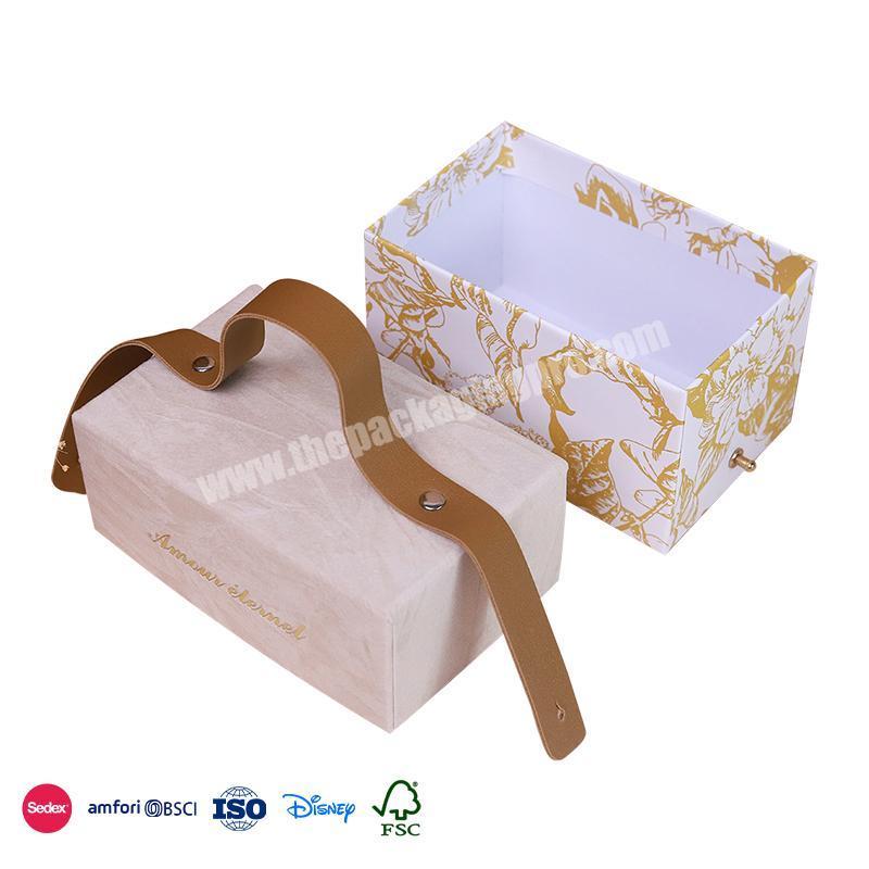 2022 Trending Products Small Travel Case Flannel Lid with Leather Metal Buckle Bracelet wedding favors box