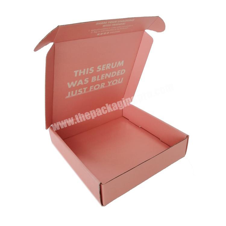 2022 hot sale CMYK printed flat pack folding pink corrugated shipping boxes custom logo