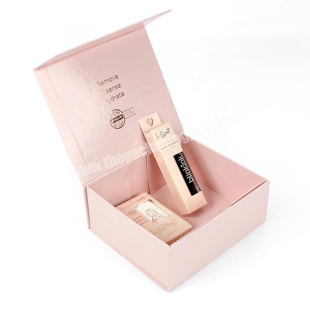 2022 new Lovely pink skincare cosmetic packaging box magnetic foldable luxury PR gift box