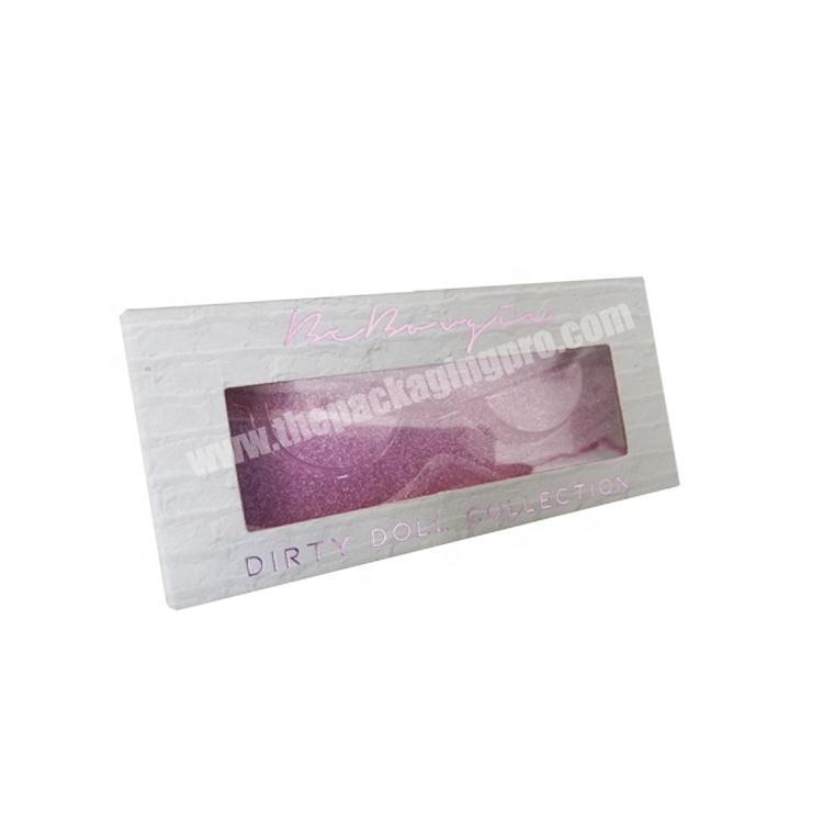 350gsm White Card Paper Material Custom Foil Logo And Pink Glitter Paper Eyelash Packaging Box