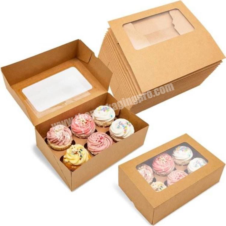 6 pcs Cupcake Boxes Custom Food Grade Kraft Paper Packaging Snack Box Cupcake Packaging Box