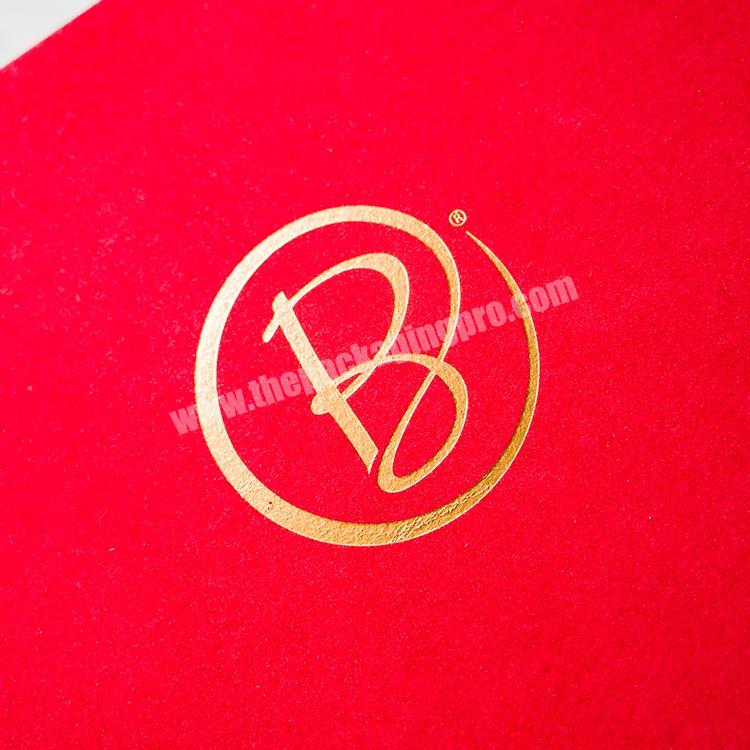 A4 FC size Hard Cover Portfolio Gold Foiled Metal Corner Cardboard File Folder 3 Ring Velvet Folder Red Velvet Album